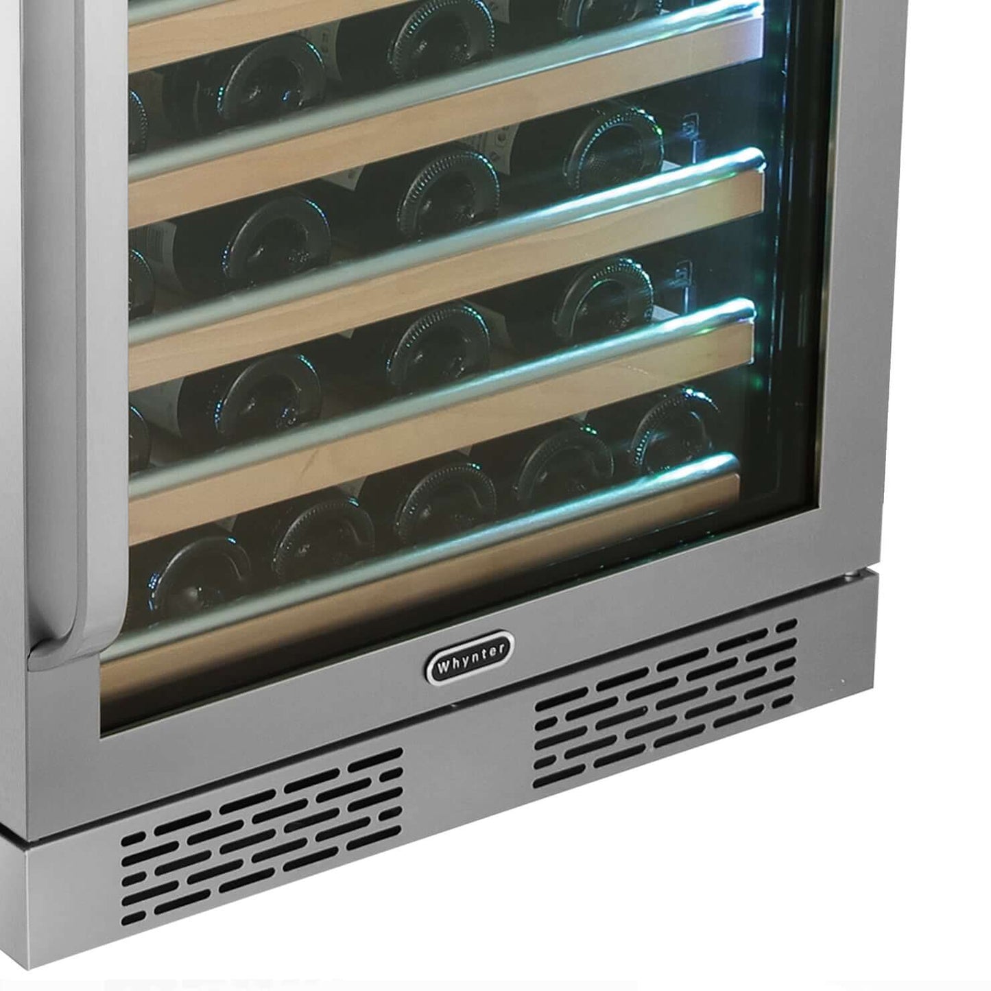 24" 54 Bottle Stainless Steel Built-in Whynter Elite Spectrum LightShow Refrigerator/Cooler BWR-545XS Shelves