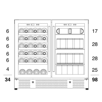 36" Beer and Wine Cooler Combination with Low-E Glass Door KBU190BW-SS