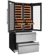 Allavino 100 Bottle Black French Doors Dual Zone Wine Refrigerator with Two Refrigerated Drawers - Allavino - Buy at Wine Coolers Online
