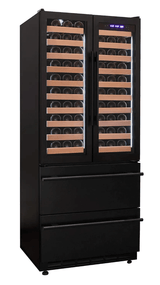 Allavino 100 Bottle Black French Doors Dual Zone Wine Refrigerator with Two Refrigerated Drawers - Allavino - Buy at Wine Coolers Online