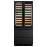 Allavino 100 Bottle Black French Doors Dual Zone Wine Refrigerator with Two Refrigerated Drawers - Allavino - Buy at Wine Coolers Online