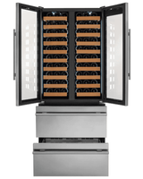 Allavino 100 Bottle Black French Doors Dual Zone Wine Refrigerator with Two Refrigerated Drawers - Allavino - Buy at Wine Coolers Online