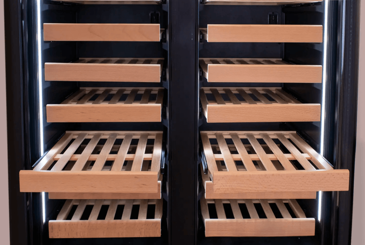 Allavino 100 Bottle Black French Doors Dual Zone Wine Refrigerator with Two Refrigerated Drawers - Allavino - Buy at Wine Coolers Online