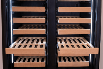 Allavino 100 Bottle Black French Doors Dual Zone Wine Refrigerator with Two Refrigerated Drawers - Allavino - Buy at Wine Coolers Online