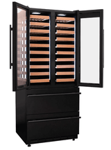 Allavino 100 Bottle Black French Doors Dual Zone Wine Refrigerator with Two Refrigerated Drawers - Allavino - Buy at Wine Coolers Online