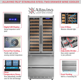 Allavino 100 Bottle Black French Doors Dual Zone Wine Refrigerator with Two Refrigerated Drawers - Allavino - Buy at Wine Coolers Online