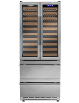 Allavino 100 Bottle Black French Doors Dual Zone Wine Refrigerator with Two Refrigerated Drawers - Allavino - Buy at Wine Coolers Online