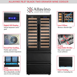 Allavino 100 Bottle Black French Doors Dual Zone Wine Refrigerator with Two Refrigerated Drawers - Allavino - Buy at Wine Coolers Online