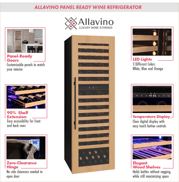 Allavino 101 Bottle Dual Zone "Panel Ready" Wine Refrigerator/Cooler VCWR - 101PRD - 2R - Allavino - Buy at Wine Coolers Online