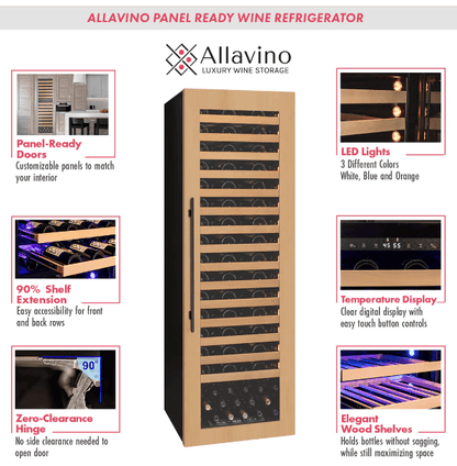 Allavino 107 Bottle Dual Zone "Panel Ready" Wine Refrigerator/Cooler VCWR - 107PRS - 1R - Allavino - Buy at Wine Coolers Online