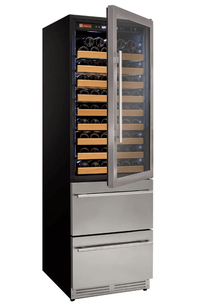 Allavino 108 Bottle Black or Stainless Wine Refrigerator with Two Refrigerated Drawers - Allavino - Buy at Wine Coolers Online