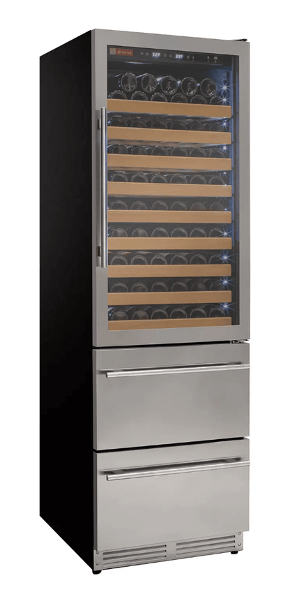 Allavino 108 Bottle Black or Stainless Wine Refrigerator with Two Refrigerated Drawers - Allavino - Buy at Wine Coolers Online