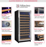 Allavino 119 Bottle 55" Tall Single Zone Stainless Steel Wine Refrigerator VSW11955S - 1SL - Allavino - Buy at Wine Coolers Online