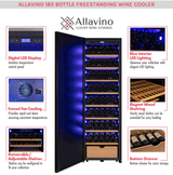 Allavino 185 Bottle Single Zone Wine Vault with Solid Black Right or Left Hinge Door - Allavino - Buy at Wine Coolers Online