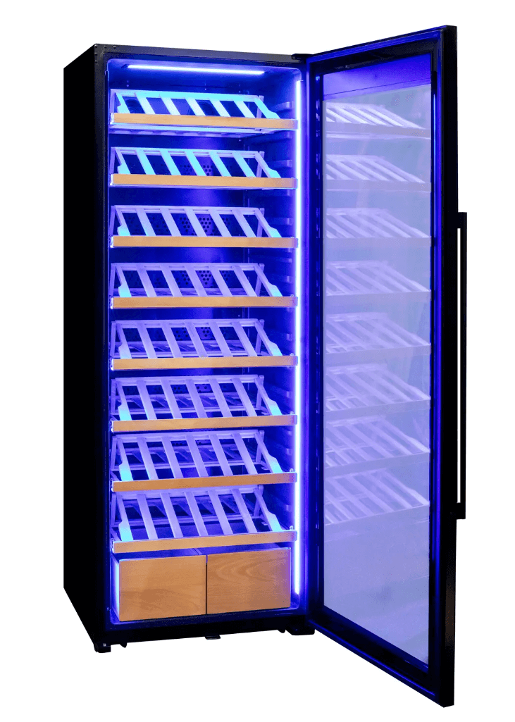 Allavino 248 Bottle Single Zone Freestanding Wine Refrigerator with Display Shelving and Black Glass Door - Allavino - Buy at Wine Coolers Online