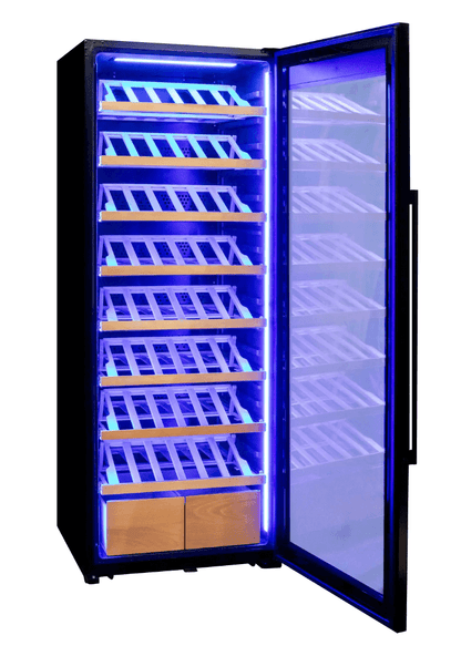 Allavino 248 Bottle Single Zone Freestanding Wine Refrigerator with Display Shelving and Black Glass Door - Allavino - Buy at Wine Coolers Online