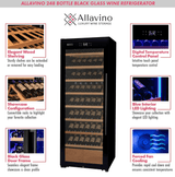 Allavino 248 Bottle Single Zone Freestanding Wine Refrigerator with Display Shelving and Black Glass Door - Allavino - Buy at Wine Coolers Online