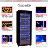 Allavino 248 Bottle Single Zone Freestanding Wine Refrigerator with Display Shelving and Black Glass Door - Allavino - Buy at Wine Coolers Online