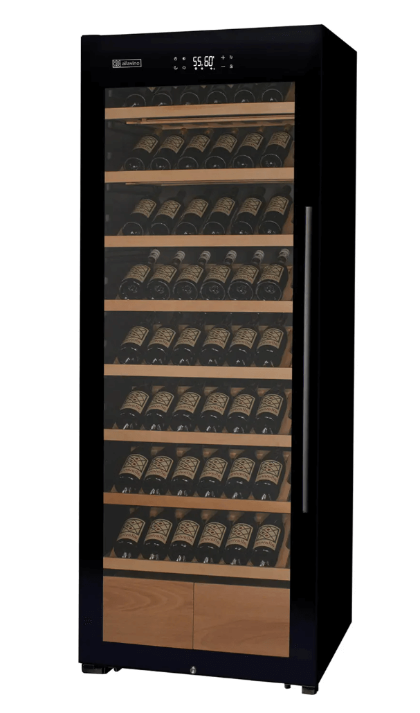 Allavino 248 Bottle Single Zone Freestanding Wine Refrigerator with Display Shelving and Black Glass Door - Allavino - Buy at Wine Coolers Online