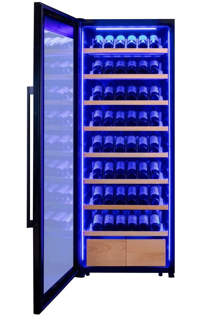 Allavino 248 Bottle Single Zone Freestanding Wine Refrigerator with Display Shelving and Black Glass Door - Allavino - Buy at Wine Coolers Online