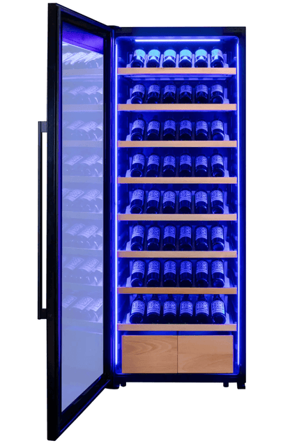 Allavino 248 Bottle Single Zone Freestanding Wine Refrigerator with Display Shelving and Black Glass Door - Allavino - Buy at Wine Coolers Online