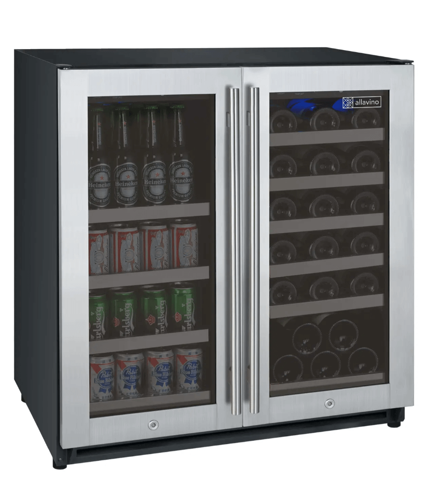 Allavino 30" Wide FlexCount II Tru - Vino 30 Bottle/88 Can Dual Zone Stainless Steel Built - In Wine & Beverage Combo - Allavino - Buy at Wine Coolers Online