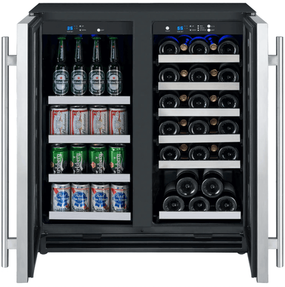 Allavino 30" Wide FlexCount II Tru - Vino 30 Bottle/88 Can Dual Zone Stainless Steel Built - In Wine & Beverage Combo - Allavino - Buy at Wine Coolers Online