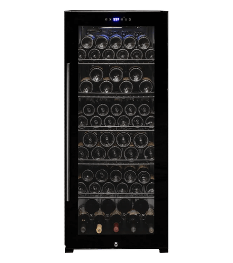 Allavino Contemporary 102 Bottle Single Zone Freestanding Wine Refrigerator with Black Glass Door KWR102S - 1BGR - Allavino - Buy at Wine Coolers Online