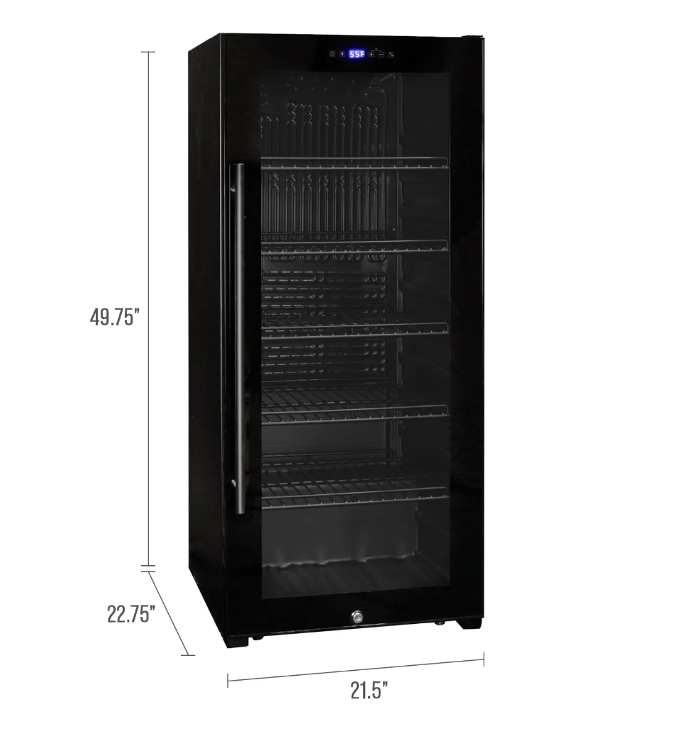 Allavino Contemporary 102 Bottle Single Zone Freestanding Wine Refrigerator with Black Glass Door KWR102S - 1BGR - Allavino - Buy at Wine Coolers Online