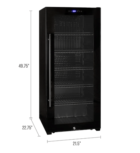 Allavino Contemporary 102 Bottle Single Zone Freestanding Wine Refrigerator with Black Glass Door KWR102S - 1BGR - Allavino - Buy at Wine Coolers Online