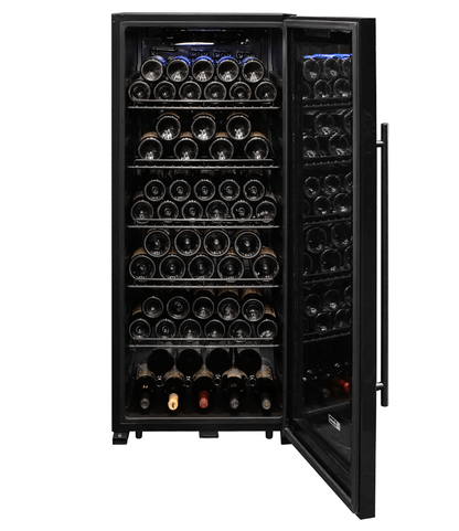 Allavino Contemporary 102 Bottle Single Zone Freestanding Wine Refrigerator with Black Glass Door KWR102S - 1BGR - Allavino - Buy at Wine Coolers Online