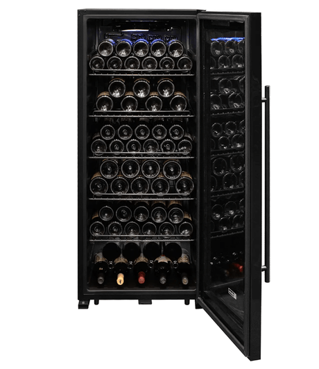 Allavino Contemporary 102 Bottle Single Zone Freestanding Wine Refrigerator with Black Glass Door KWR102S - 1BGR - Allavino - Buy at Wine Coolers Online