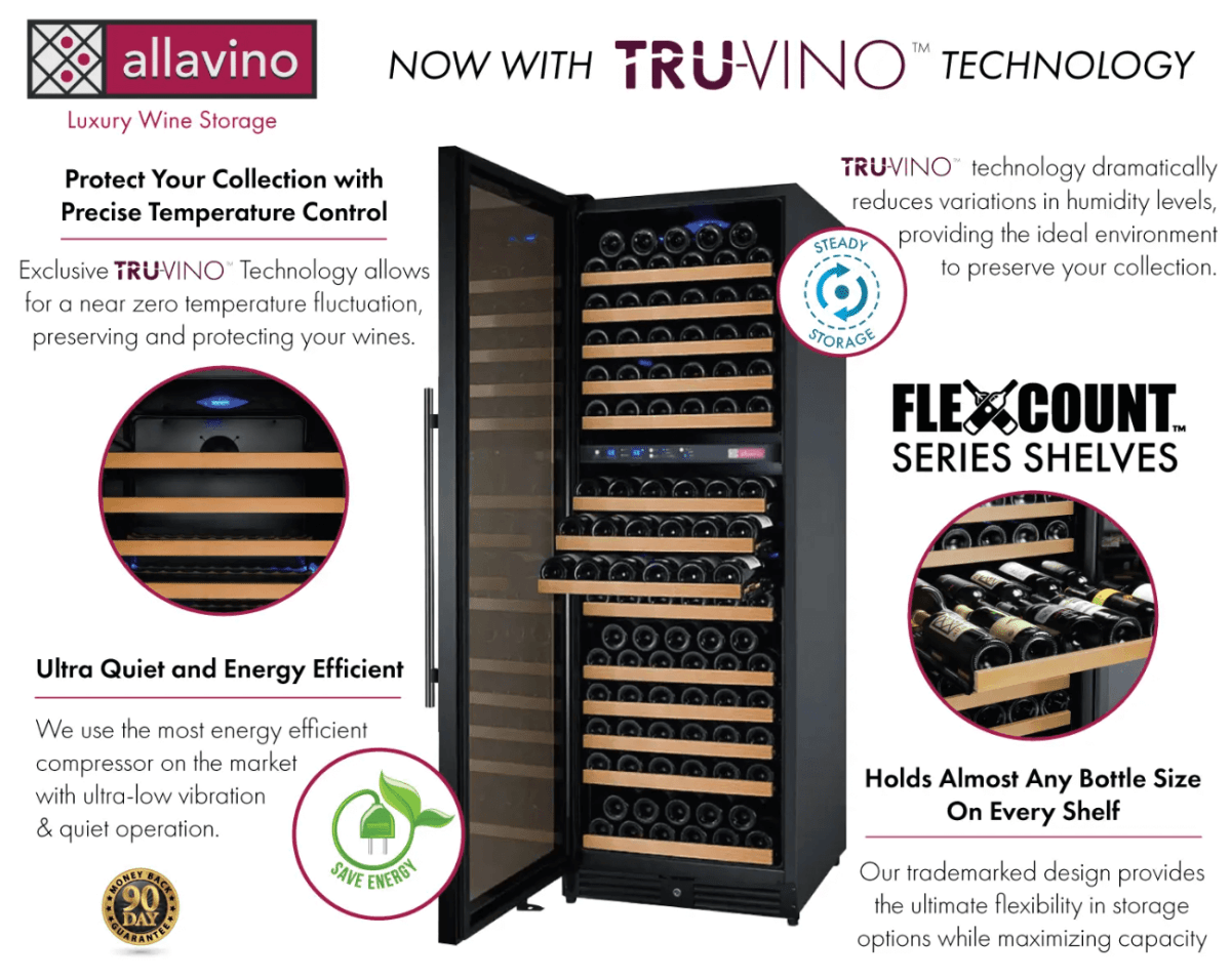 Allavino FlexCount Series 172 Bottle Dual Zone Built - in Wine Cooler Refrigerator w/Black Door - Allavino - Buy at Wine Coolers Online