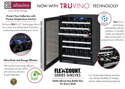 Allavino FlexCount Series 56 Bottle Stainless Dual Zone Built - in Wine Cooler - Allavino - Buy at Wine Coolers Online