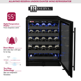 Allavino Reserva Series 100 Bottle 34" Undercounter Dual Zone Side - by - Side Wine Coolers with Black Stainless Steel Doors 2X - BDW5034S - 1BS - Allavino - Buy at Wine Coolers Online