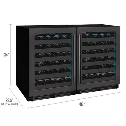Allavino Reserva Series 100 Bottle 34" Undercounter Dual Zone Side - by - Side Wine Coolers with Black Stainless Steel Doors 2X - BDW5034S - 1BS - Allavino - Buy at Wine Coolers Online