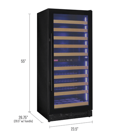 Allavino Reserva Series 119 Bottle 55" Tall Dual Zone Black Glass Wine Refrigerator VSW11955D - 2BG - Allavino - Buy at Wine Coolers Online