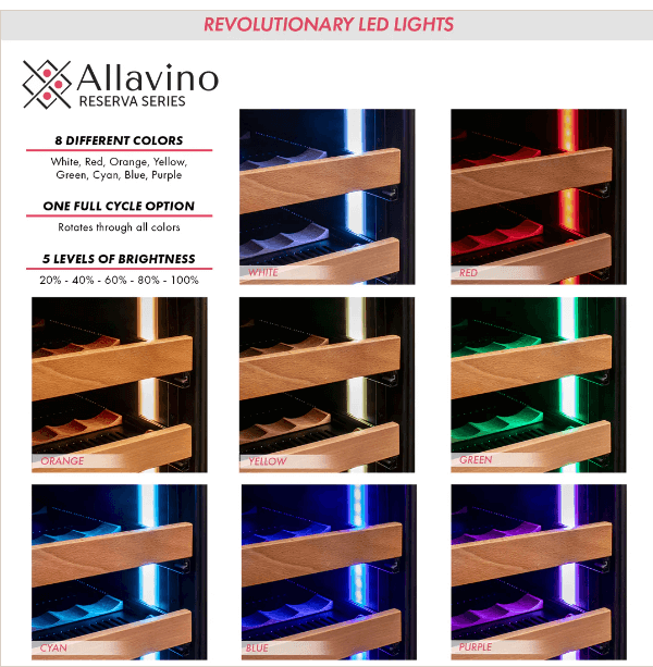 Allavino Reserva Series 119 Bottle 55" Tall Dual Zone Stainless Steel Wine Refrigerator/Cooler VSW11955D - 2SR - Allavino - Buy at Wine Coolers Online