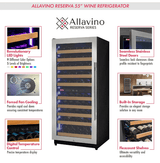 Allavino Reserva Series 119 Bottle 55" Tall Dual Zone Stainless Steel Wine Refrigerator/Cooler VSW11955D - 2SR - Allavino - Buy at Wine Coolers Online