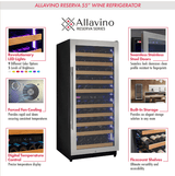 Allavino Reserva Series 119 Bottle 55" Tall Dual Zone Stainless Steel Wine Refrigerator/Cooler VSW11955D - 2SR - Allavino - Buy at Wine Coolers Online