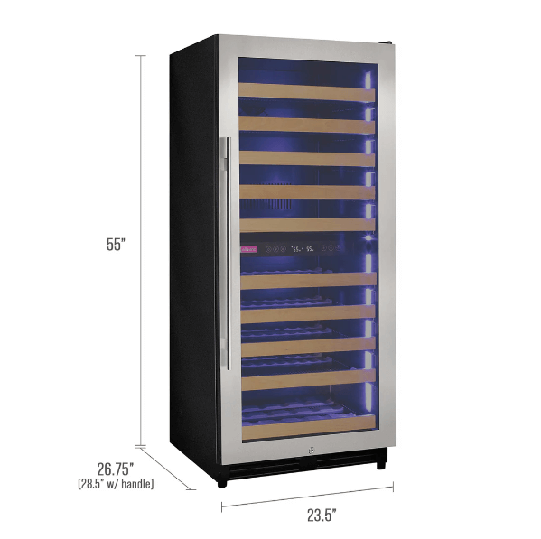 Allavino Reserva Series 119 Bottle 55" Tall Dual Zone Stainless Steel Wine Refrigerator/Cooler VSW11955D - 2SR - Allavino - Buy at Wine Coolers Online
