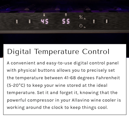 Allavino Reserva Series 119 Bottle 55" Tall Dual Zone Stainless Steel Wine Refrigerator/Cooler VSW11955D - 2SR - Allavino - Buy at Wine Coolers Online