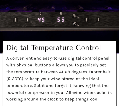 Allavino Reserva Series 119 Bottle 55" Tall Dual Zone Stainless Steel Wine Refrigerator/Cooler VSW11955D - 2SR - Allavino - Buy at Wine Coolers Online