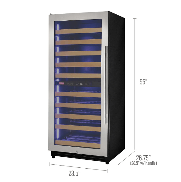 Allavino Reserva Series 119 Bottle 55" Tall Dual Zone Stainless Steel Wine Refrigerator/Cooler VSW11955D - 2SR - Allavino - Buy at Wine Coolers Online
