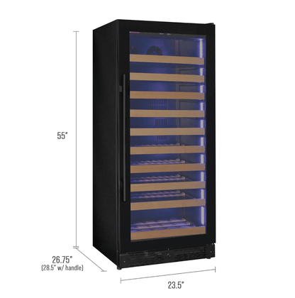 Allavino Reserva Series 119 Bottle 55" Tall Single Zone Black Glass Wine Refrigerator VSW11955S - 1BR - Allavino - Buy at Wine Coolers Online