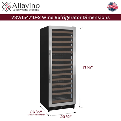 Allavino Reserva Series 154 Bottle Dual Zone Built - in Wine Refrigerator with Stainless Steel Door VSW15471D - 2S - Allavino - Buy at Wine Coolers Online