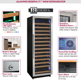 Allavino Reserva Series 163 Bottle 71" Tall Single Zone Stainless Steel Wine Cooler/Fridge VSW16371S - 1SR - Allavino - Buy at Wine Coolers Online