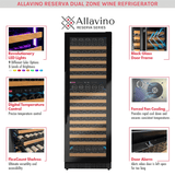 Allavino Reserva Series 172 Bottle Dual Zone Built - in Wine Refrigerator with Black Glass Door - Allavino - Buy at Wine Coolers Online