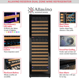 Allavino Reserva Series 172 Bottle Dual Zone Built - in Wine Refrigerator with Black Glass Door - Allavino - Buy at Wine Coolers Online