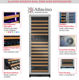 Allavino Reserva Series 172 Bottle Dual Zone Built - in Wine Refrigerator with Stainless Steel Door - Allavino - Buy at Wine Coolers Online